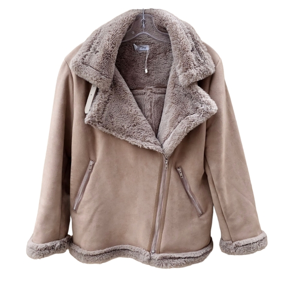 Jackets & Blazers - *** SOLD *** Faux Shearling Jacket Stand-up Collar Asymmetrical Zipper